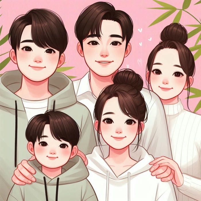 Ảnh gia đình 5 người anime đáng yêu