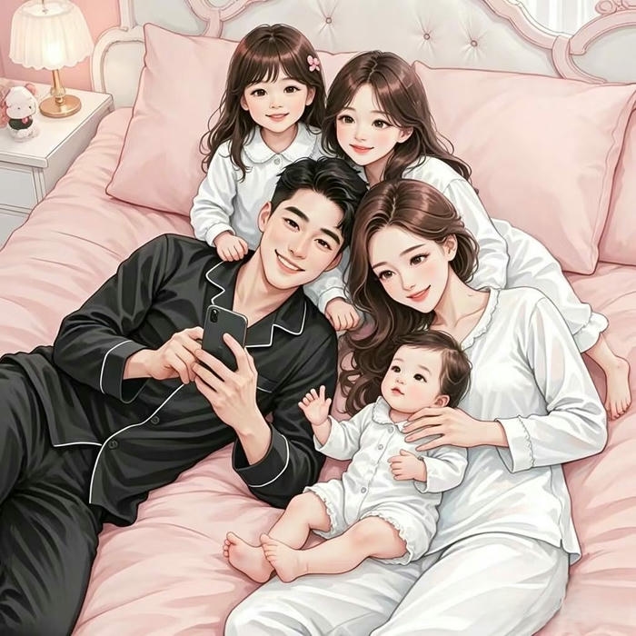 Ảnh gia đình 5 người anime đầy tình