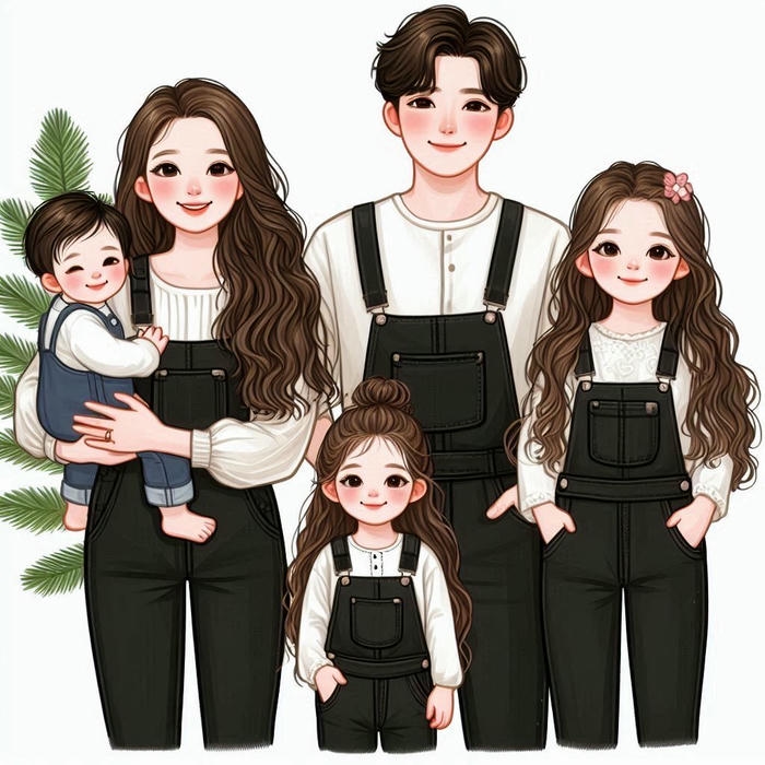 Ảnh gia đình 5 người anime êm đềm