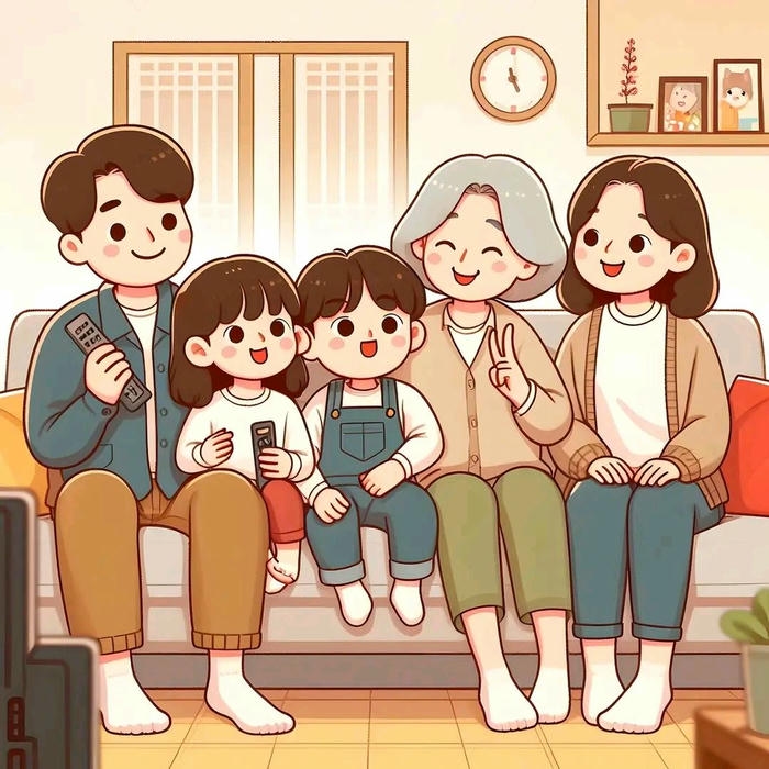 Ảnh gia đình 5 người anime gắn bó