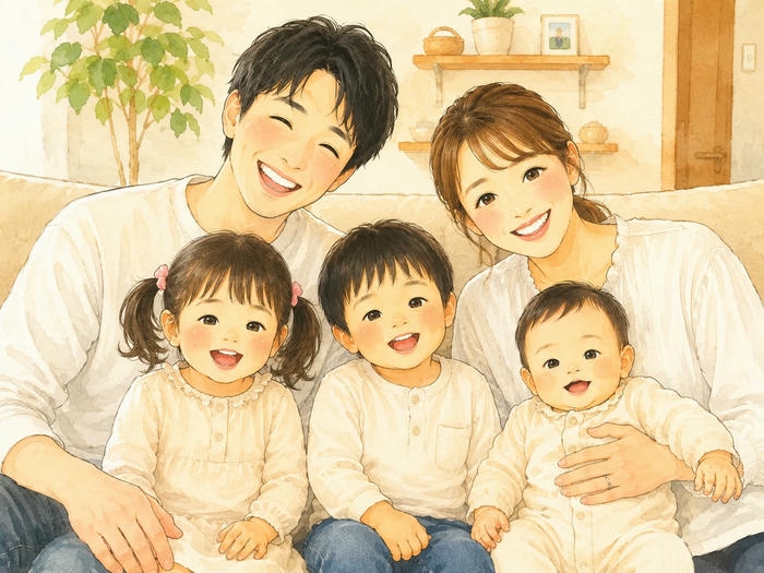Ảnh gia đình 5 người anime rạng rỡ