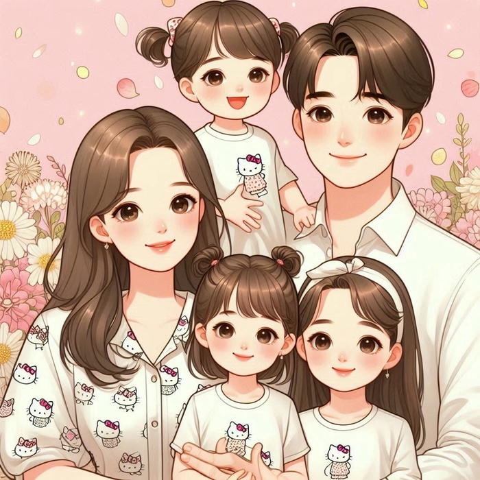 Ảnh gia đình 5 người anime thân thiết