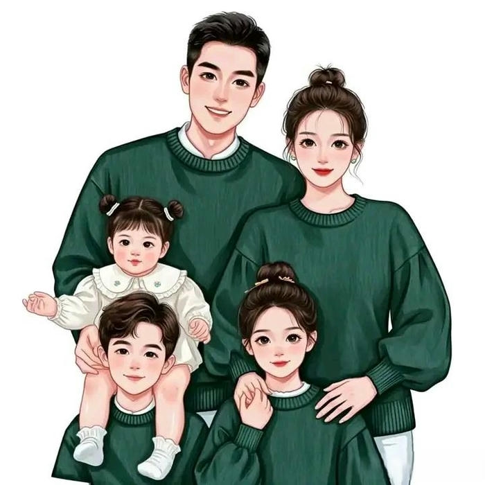 Ảnh gia đình 5 người anime tràn đầy