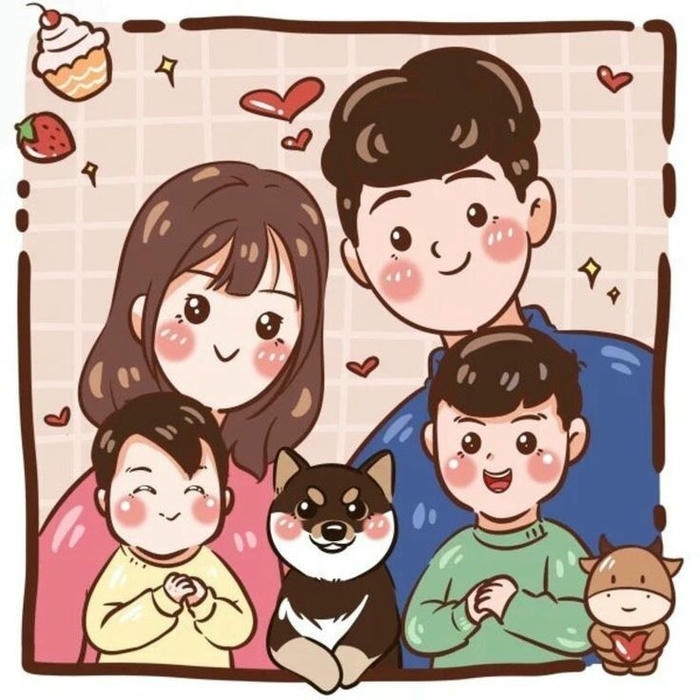 Cảnh gia đình 5 người anime gần gũi