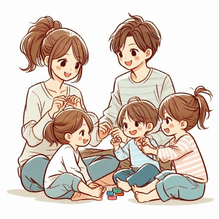 Gia đình 5 người anime đáng yêu