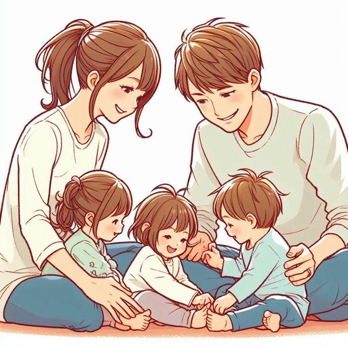Hình gia đình 5 người anime hòa hợp
