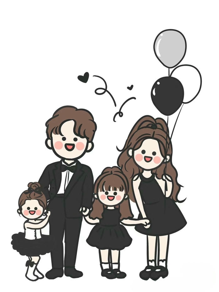 Hình gia đình 5 người anime sum vầy