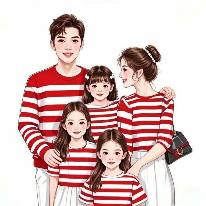 Hình gia đình anime 5 người rạng rỡ