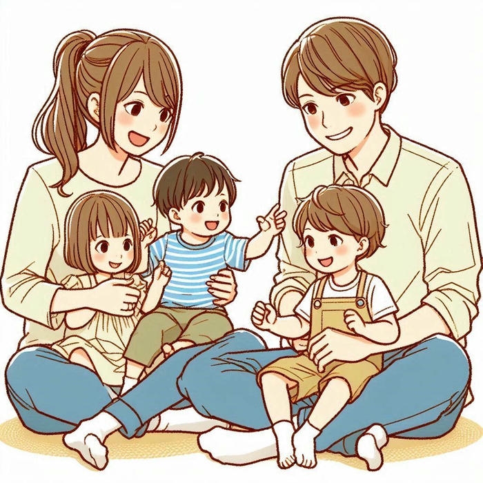 Hình gia đình năm người anime vui