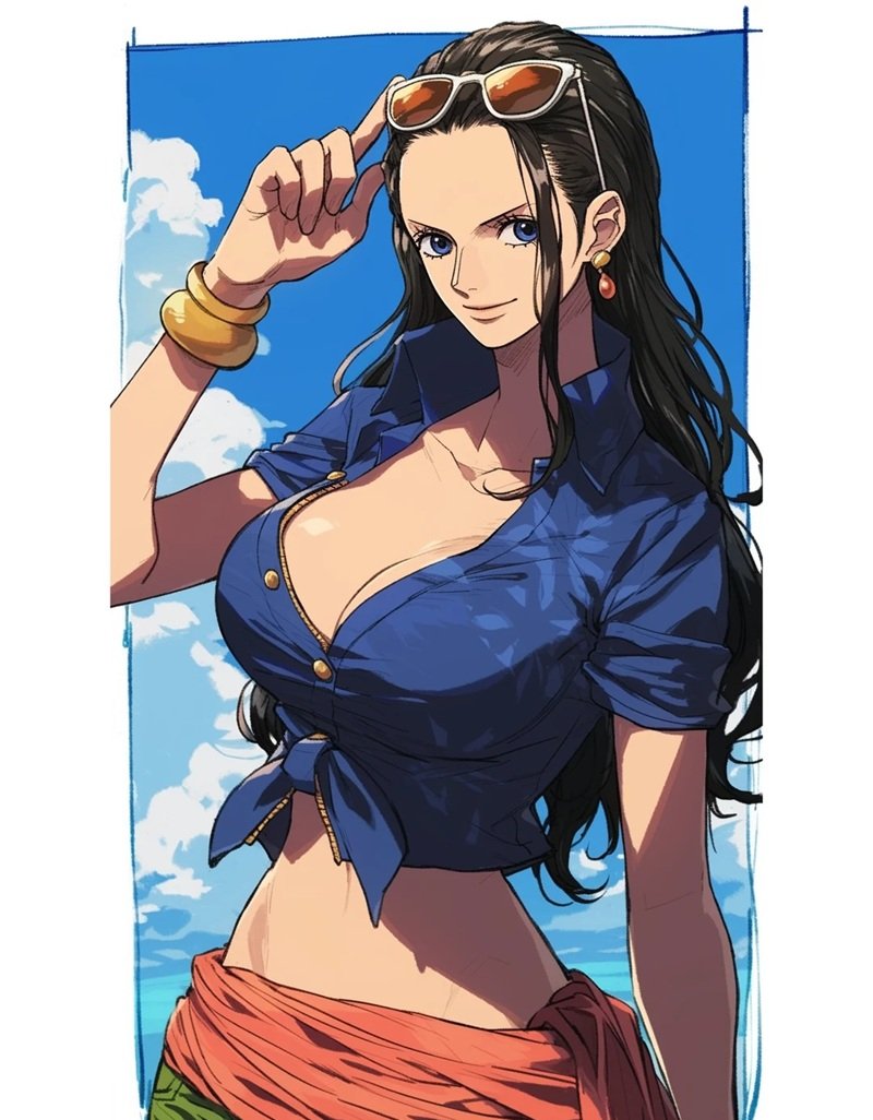 Nico Robin One Piece bikini body fire