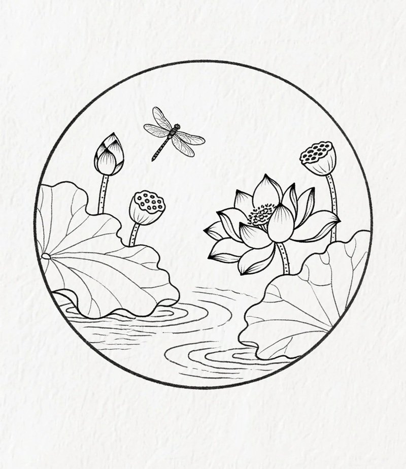 vẽ hoa sen đơn giản 1