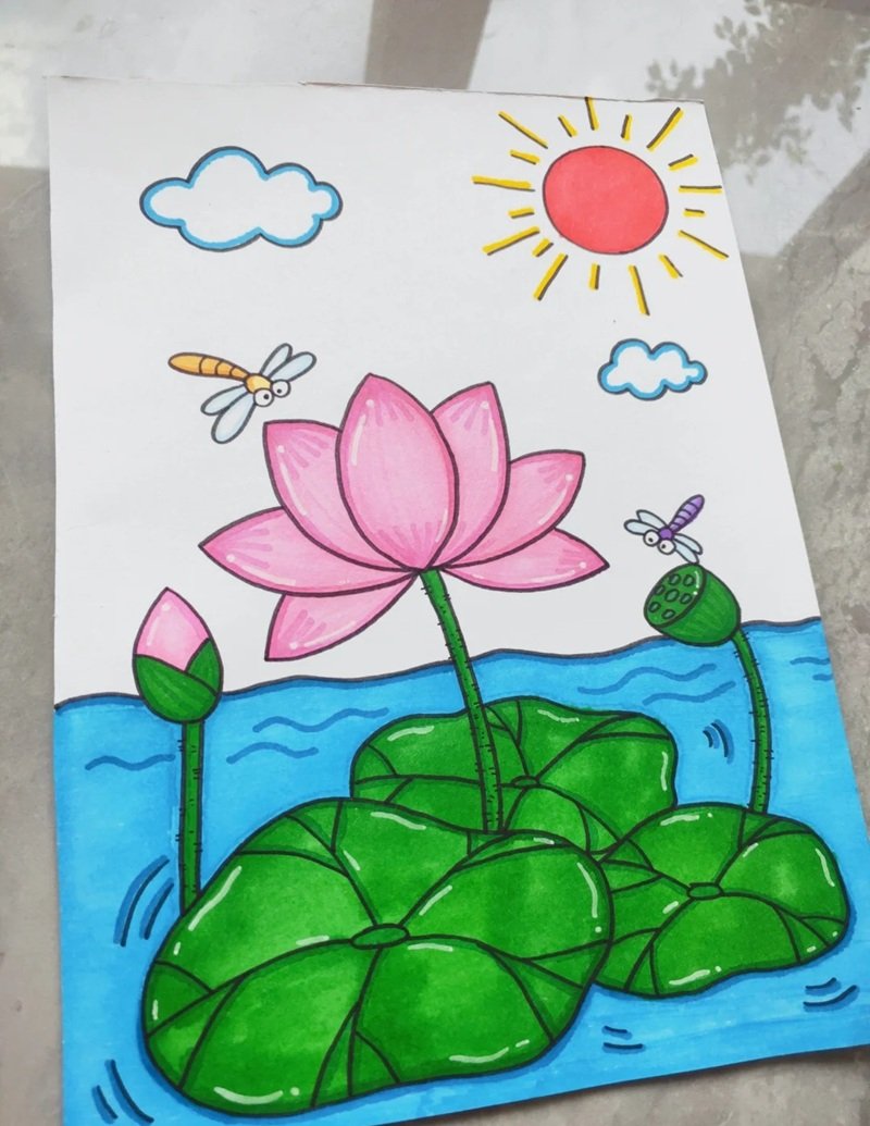 vẽ hoa sen đơn giản 10