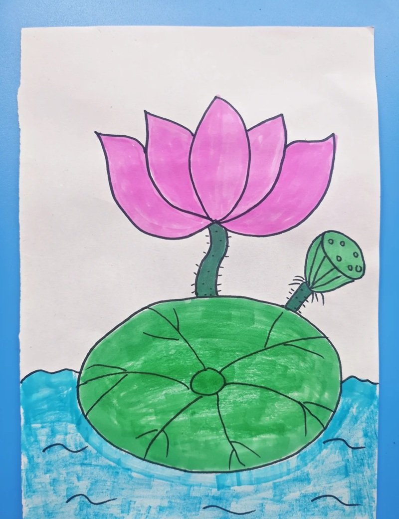 vẽ hoa sen đơn giản 23