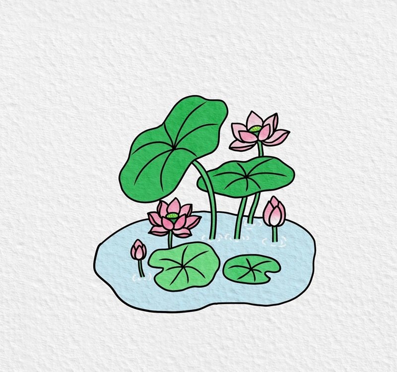 vẽ hoa sen đơn giản 26