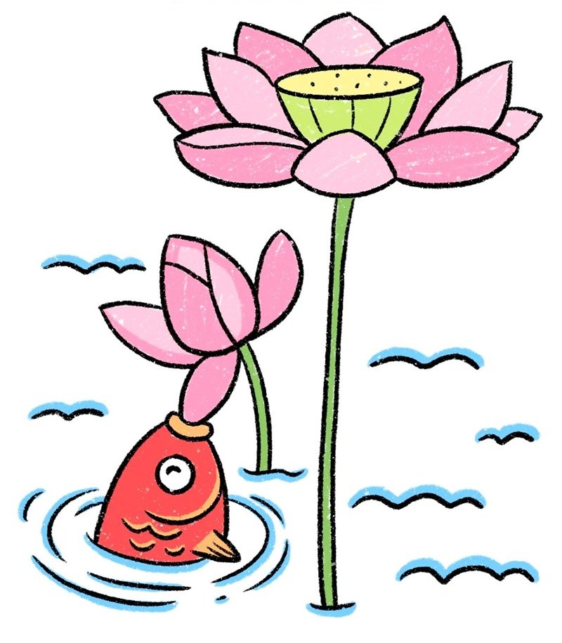 vẽ hoa sen đơn giản 34
