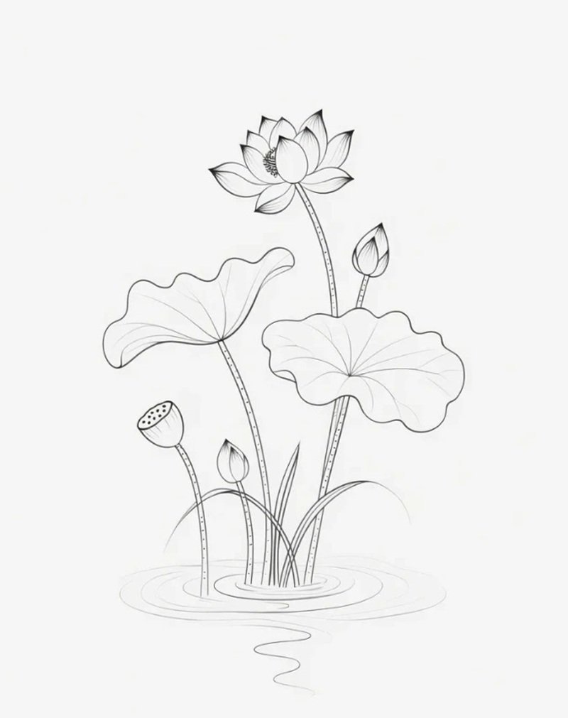 vẽ hoa sen đơn giản 37