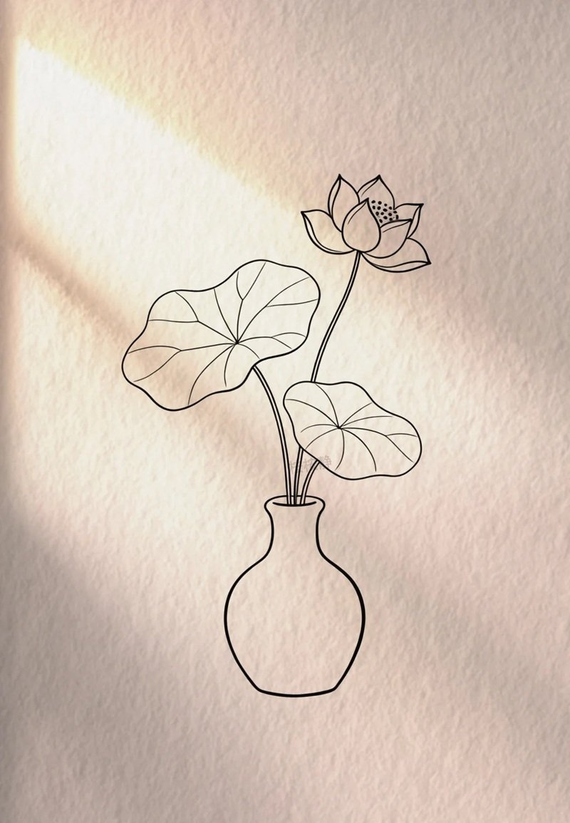 vẽ hoa sen đơn giản 6