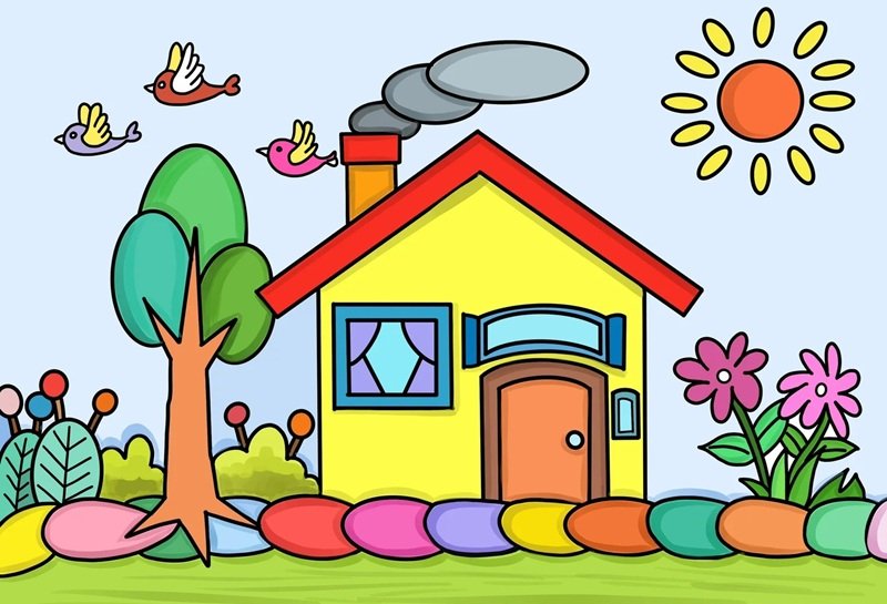 vẽ ngôi nhà đẹp đơn giản 22