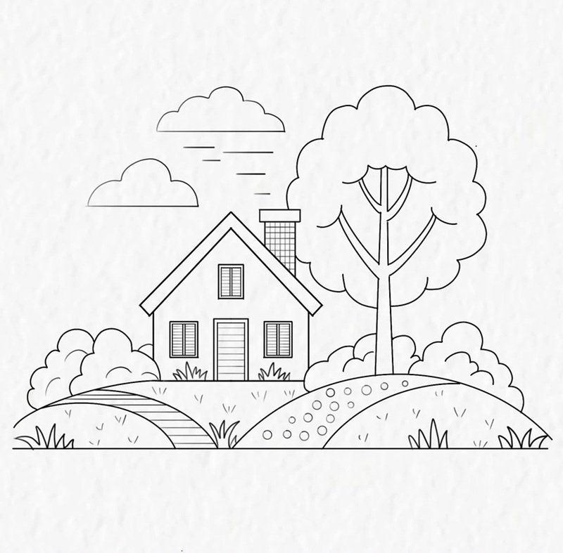 vẽ ngôi nhà đẹp đơn giản 25