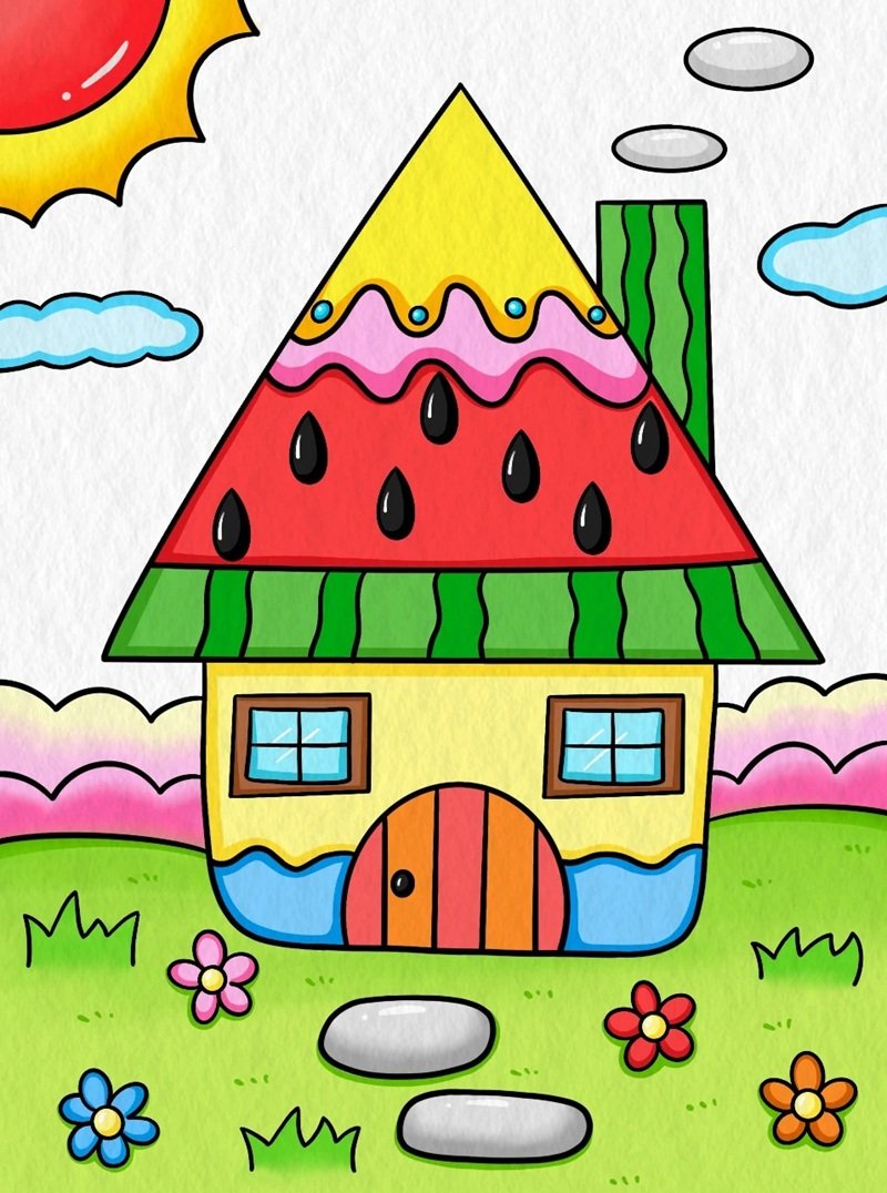 vẽ ngôi nhà đẹp đơn giản 3