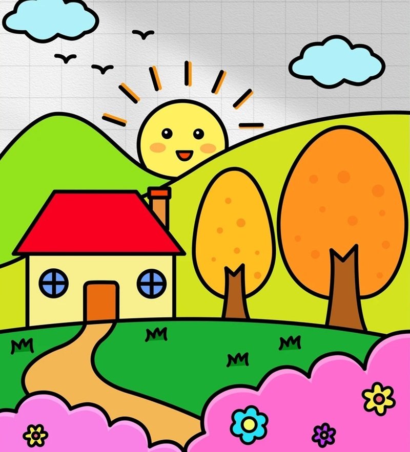 vẽ ngôi nhà đẹp đơn giản 35