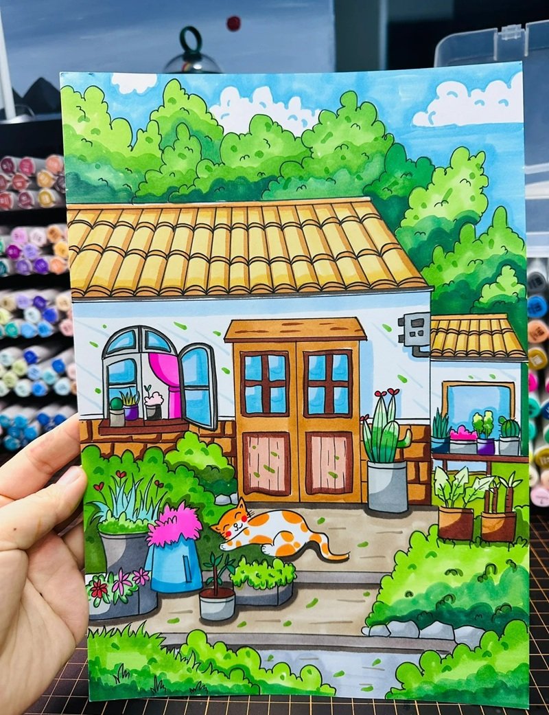 vẽ ngôi nhà đẹp đơn giản 36