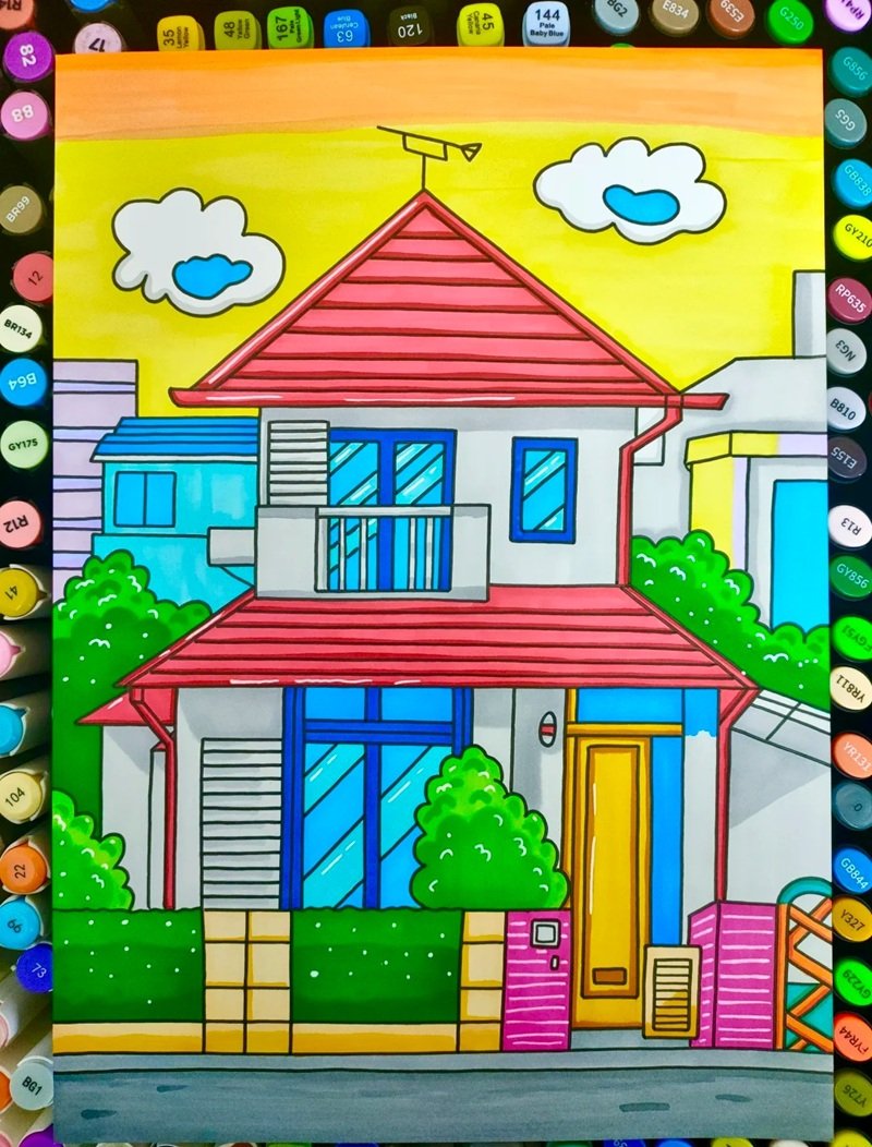 vẽ ngôi nhà đẹp đơn giản 37