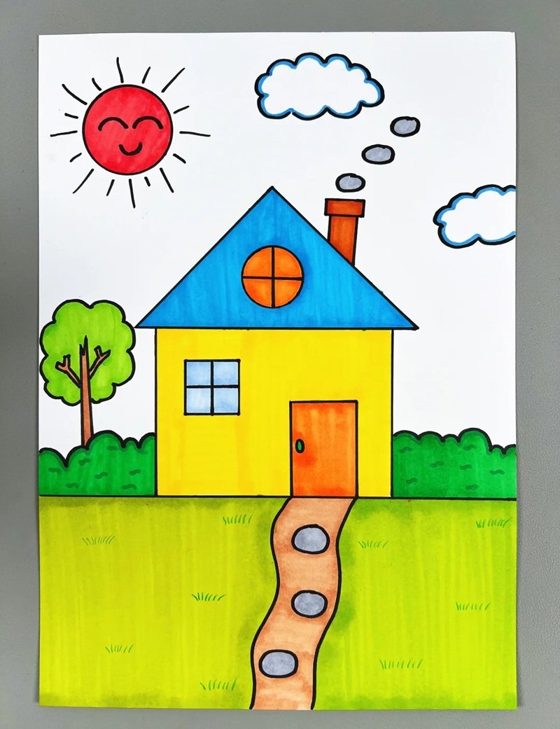 vẽ ngôi nhà đẹp đơn giản 4