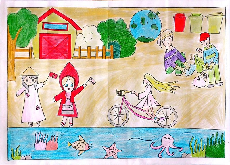 vẽ tranh đan mạch trong mắt em 10