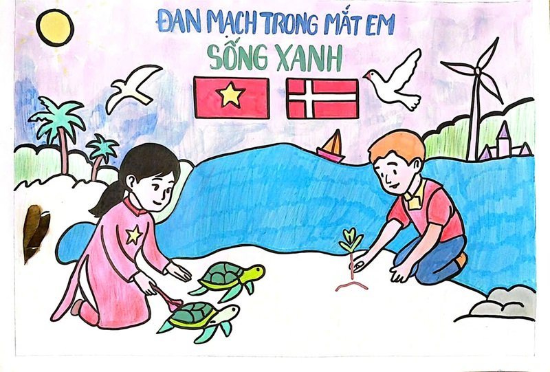 vẽ tranh đan mạch trong mắt em 9