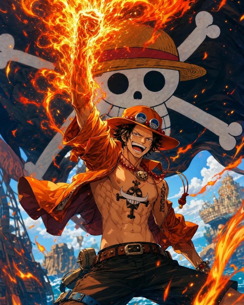 Ace anime nổi bật với gương mặt nam tính và ánh mắt sắc sảo