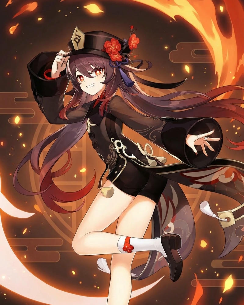 Ảnh Hutao anime mang vẻ ngoài trẻ trung và thần thái tinh nghịch