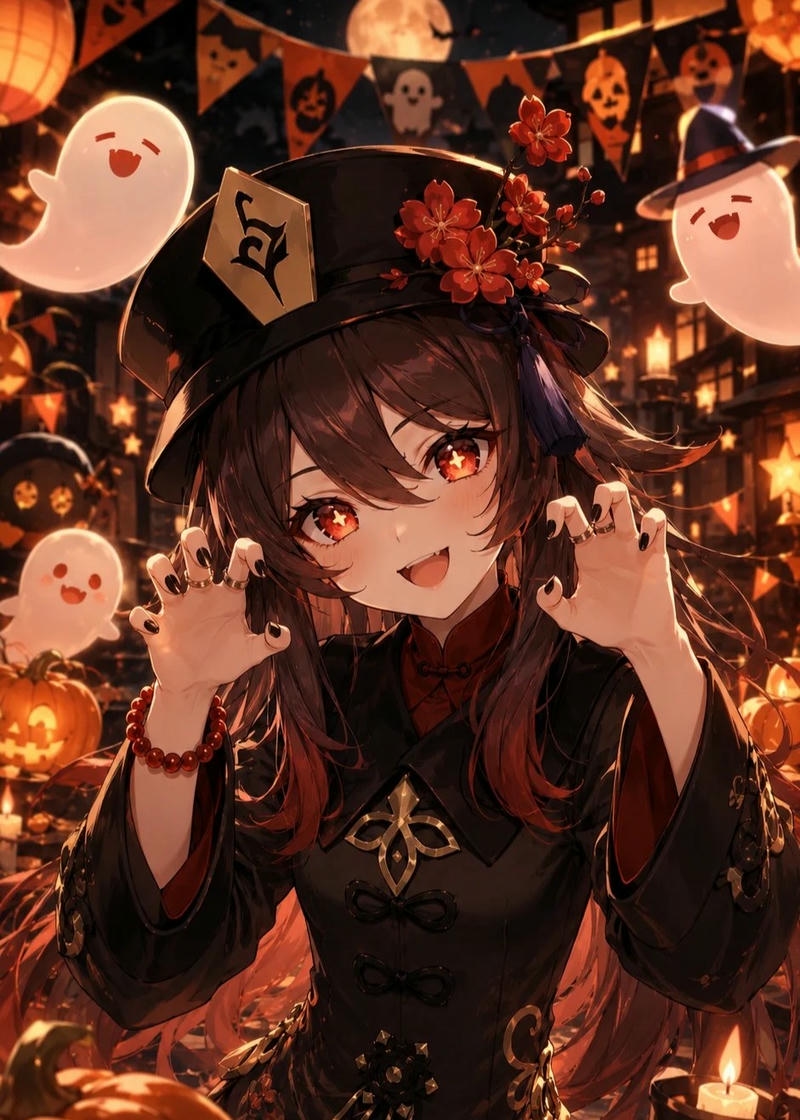 Ảnh Hutao anime nổi bật qua thần thái trẻ trung và năng động