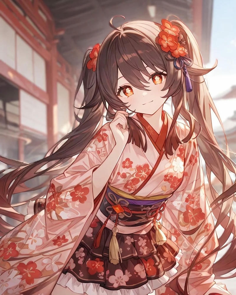 Ảnh Hutao anime với ánh mắt sinh động cùng diện mạo cuốn hút