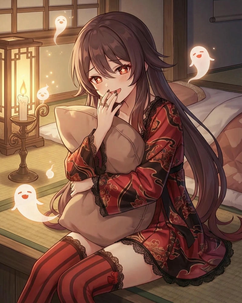Ảnh Hutao anime với diện mạo nổi bật cùng biểu cảm đáng yêu