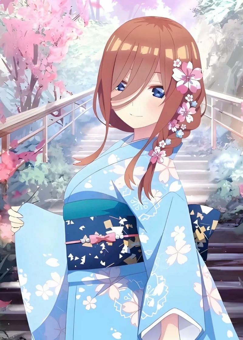 Ảnh Miku Nakano anime nổi bật cùng mái tóc