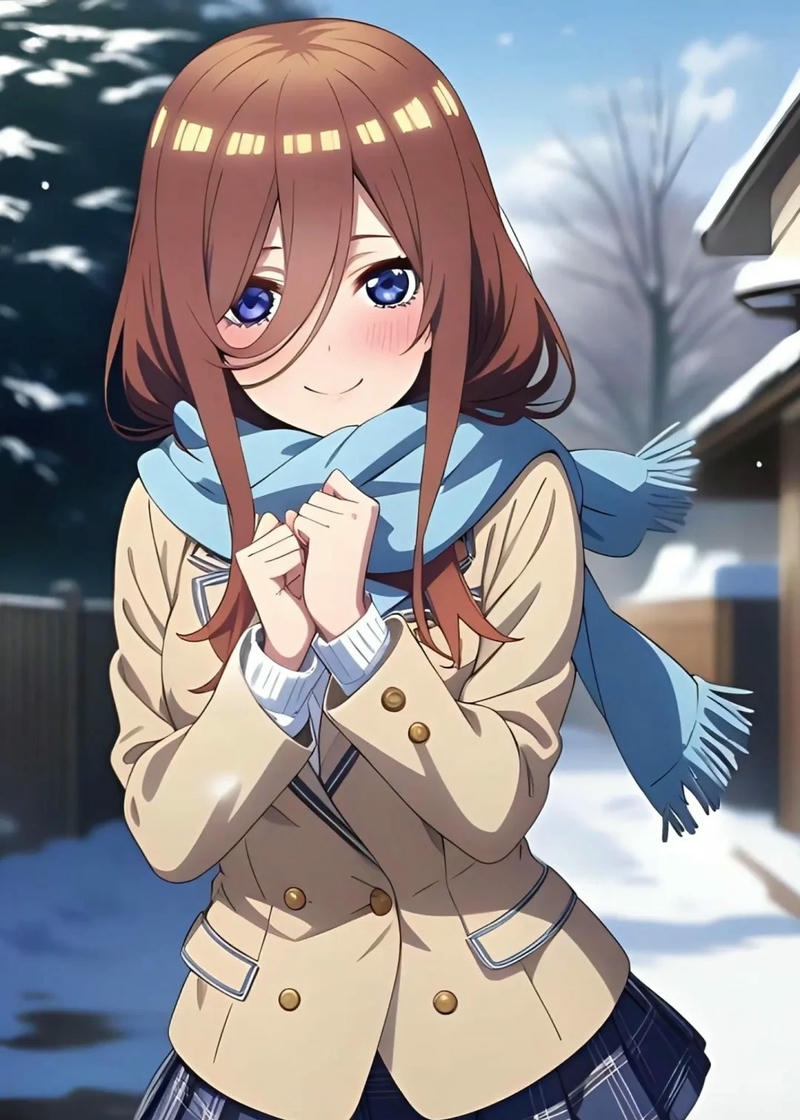 Ảnh Miku Nakano anime nổi bật cùng thần thái