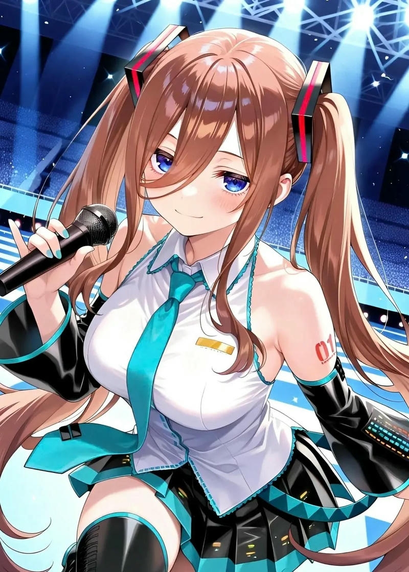 Ảnh Miku Nakano anime thể hiện ánh nhìn dịu dàng
