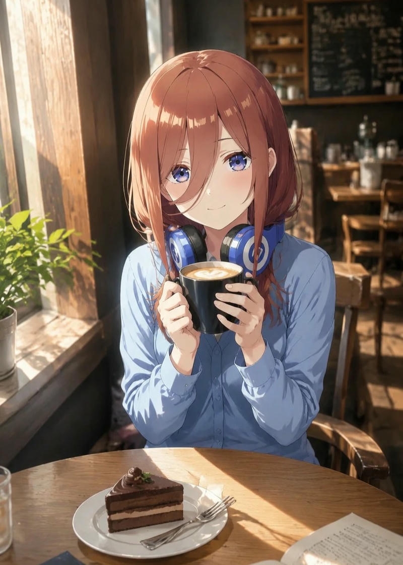 Ảnh Miku Nakano anime với biểu cảm đáng yêu
