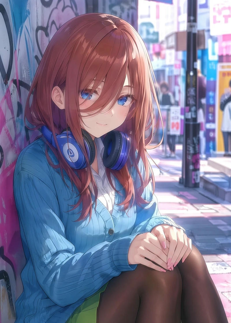 Ảnh Miku Nakano anime với nét mặt mềm mại