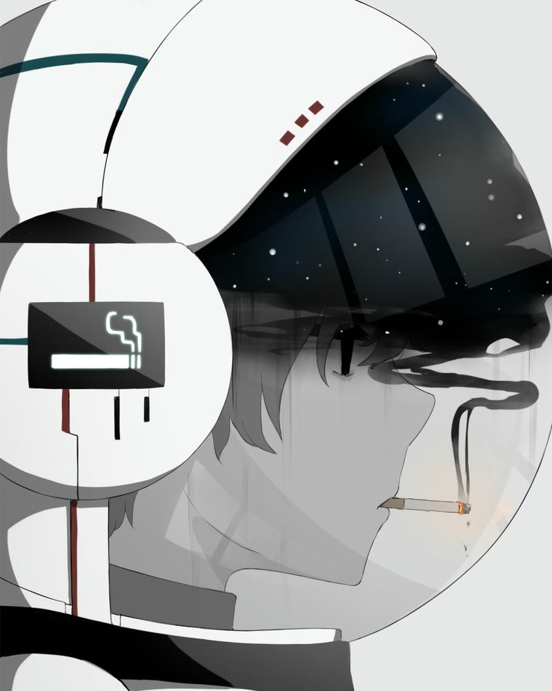 Ảnh anime hút thuốc ánh sáng tương phản nổi bật