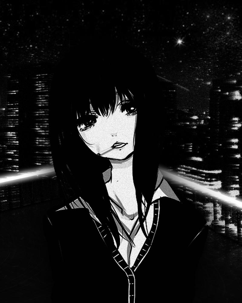 Ảnh anime hút thuốc sắc màu hài hòa cuốn hút