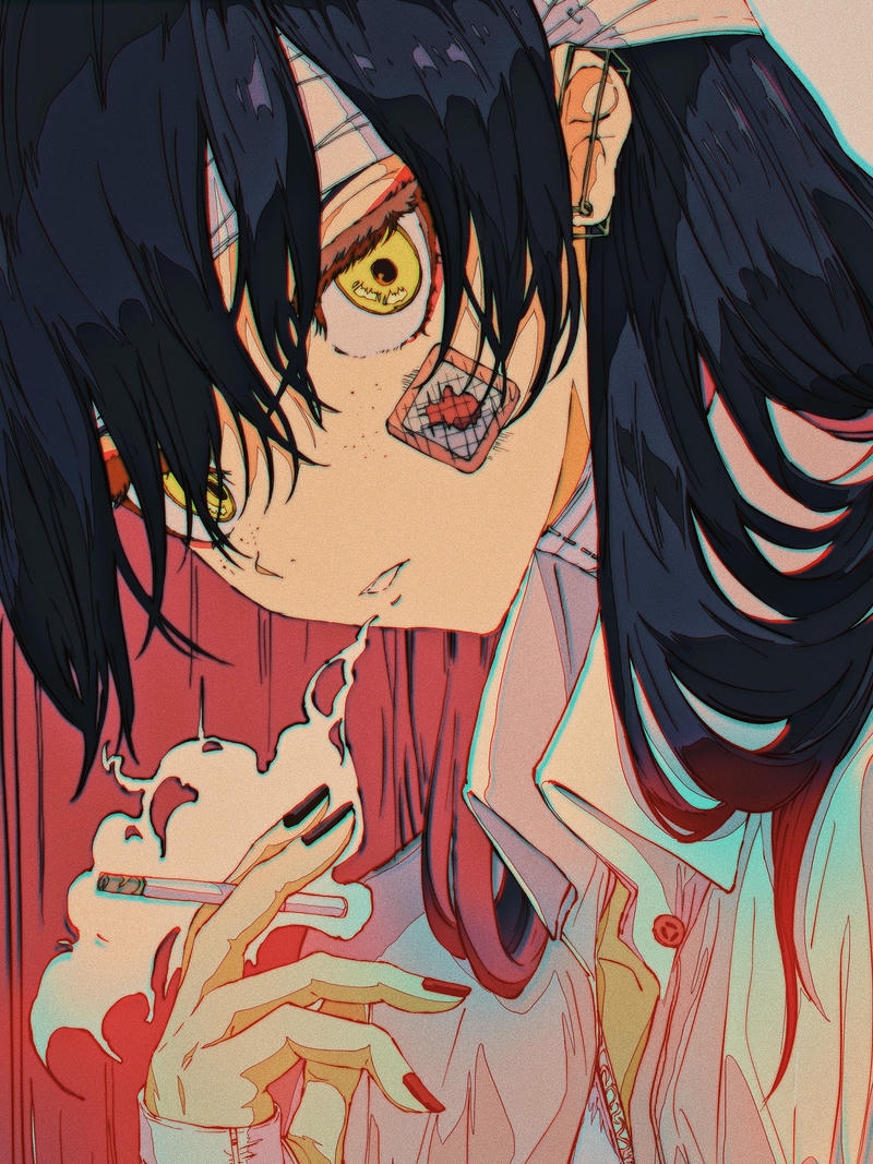 Anime hút thuốc ánh nhìn bất cần cuốn hút