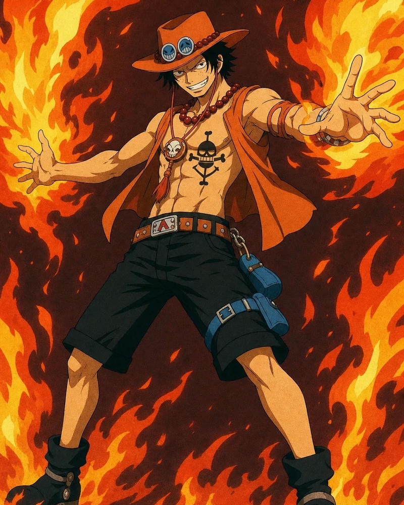 Hình Ace anime với đường nét gương mặt góc cạnh nổi bật