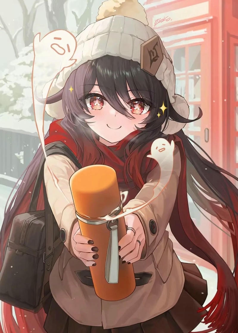 Hình Hutao trong anime mang vẻ ngoài trẻ trung đầy sức sống