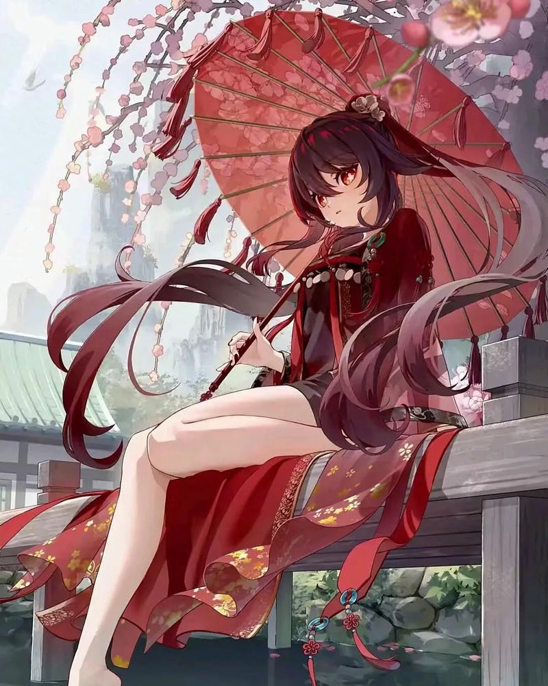 Hình ảnh nhân vật Hutao anime thể hiện nét đẹp cá tính