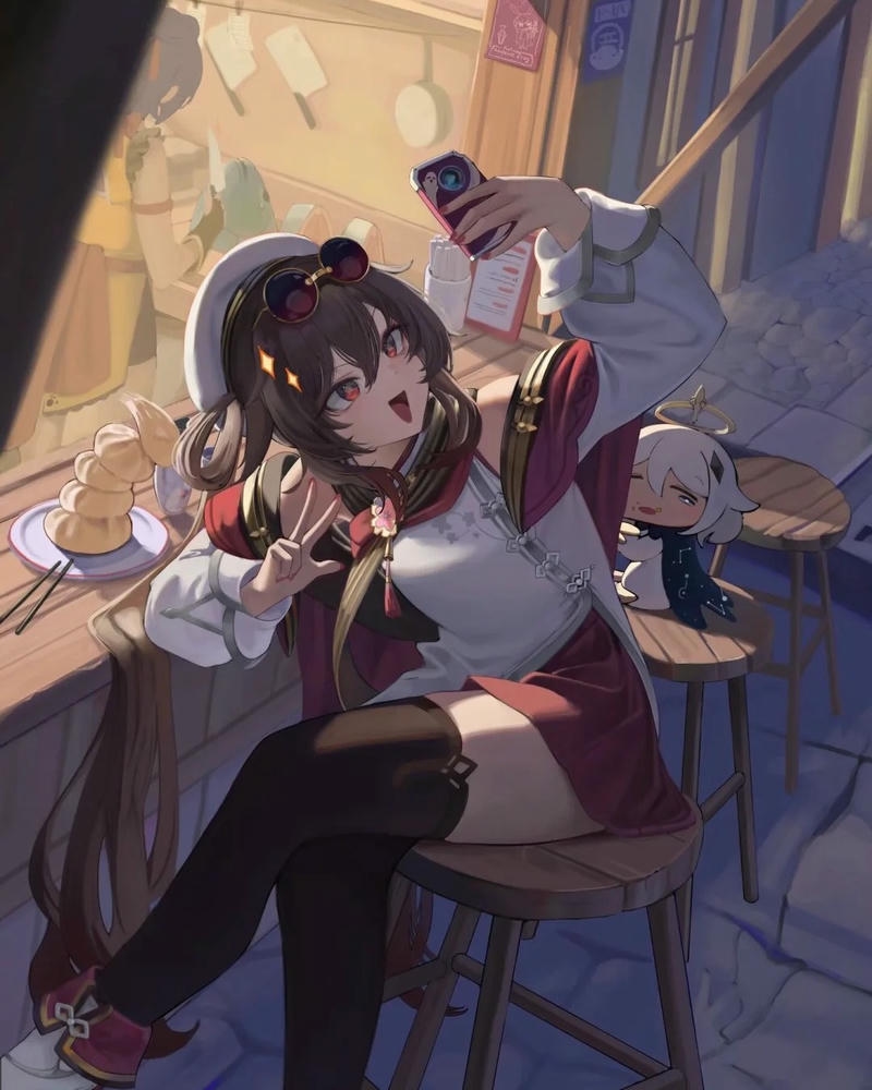 Nhân vật Hutao anime sở hữu biểu cảm vui tươi và duyên dáng