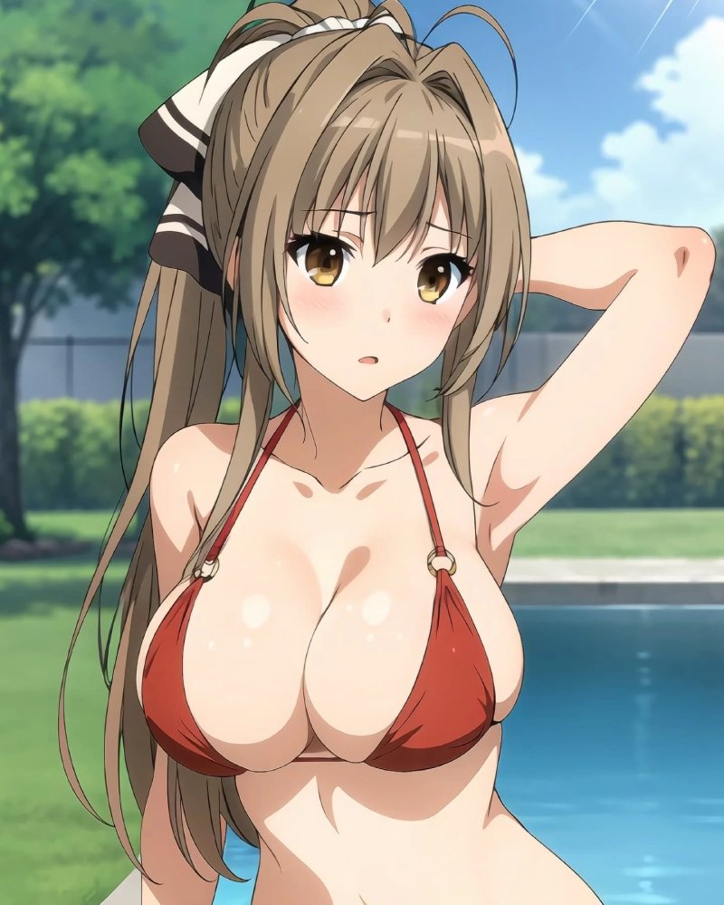 Anime girl to tròn pose ngồi khoe đùi và ngực