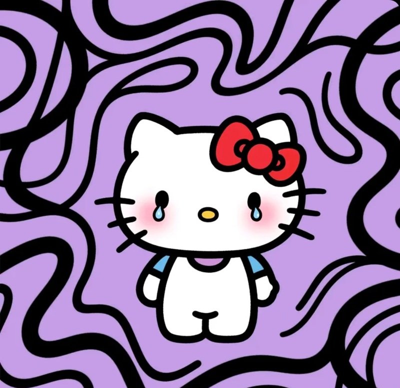 Avatar Hello Kitty buồn đen trắng