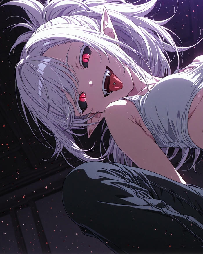 Ảnh anime lè lưỡi với đường cong hấp dẫn tinh tế